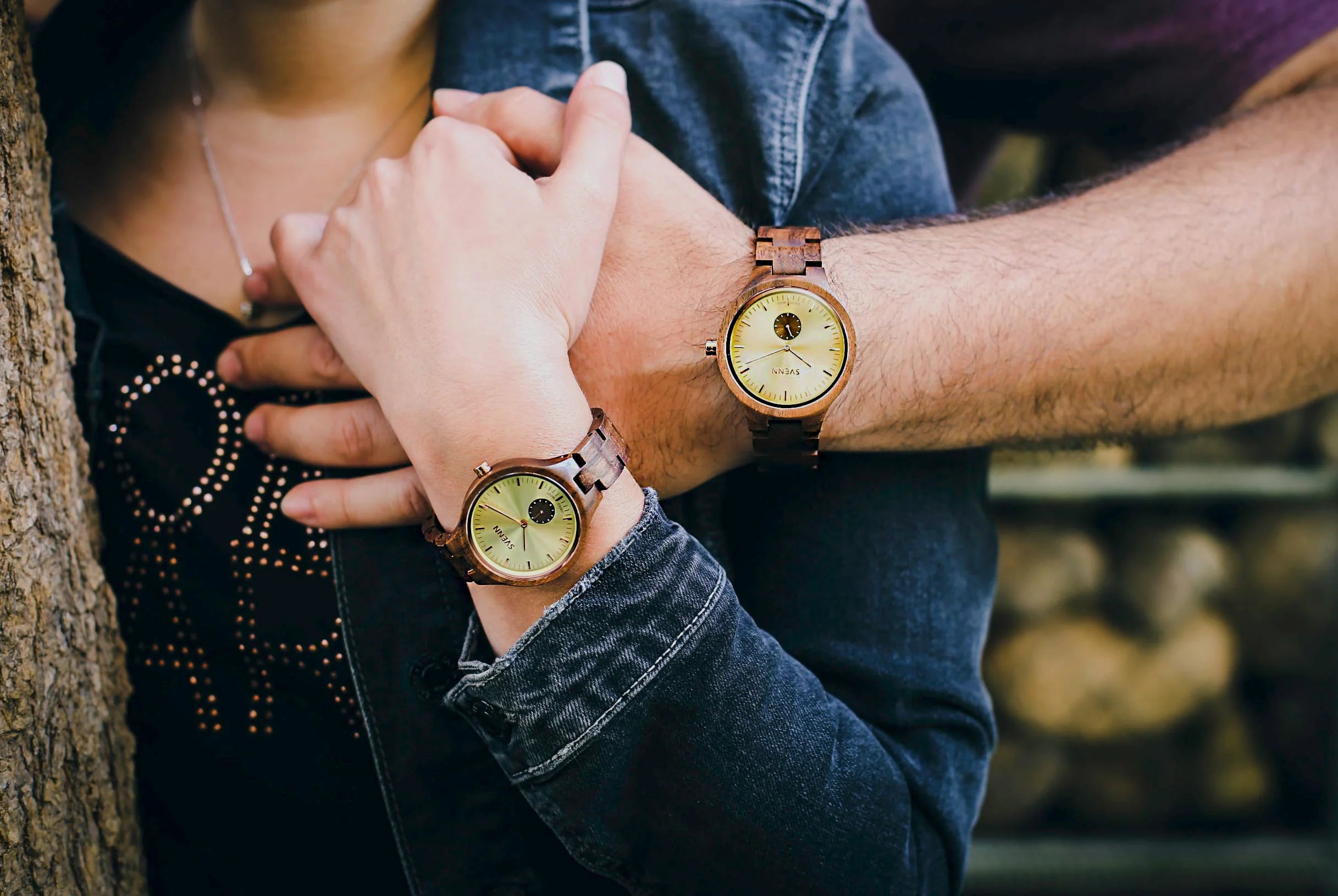 couple wood watch